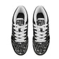 Black White Mushrooms Women's Low Top Leather Sneakers