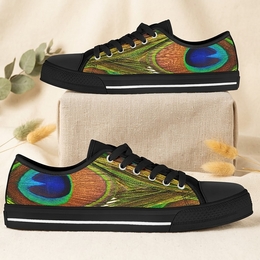 Peacock Print Shoes Women's Low Top Shoes