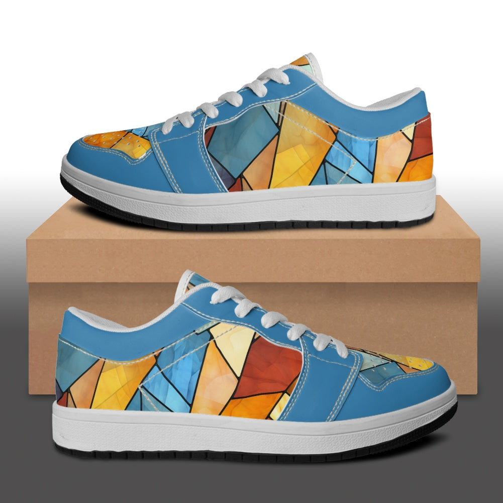 Geometric Blues Vegan Leather Sneakers