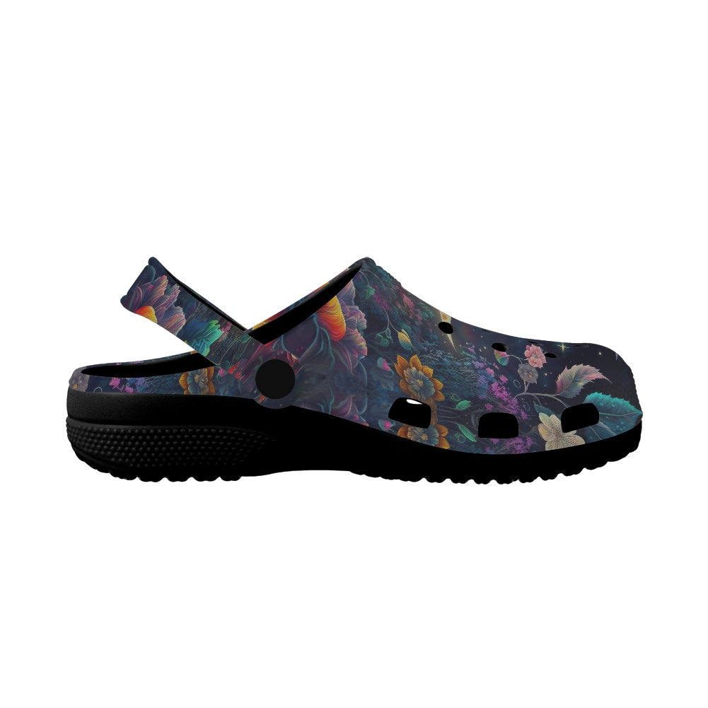 Sleepy Garden Women's Black Sole Clogs