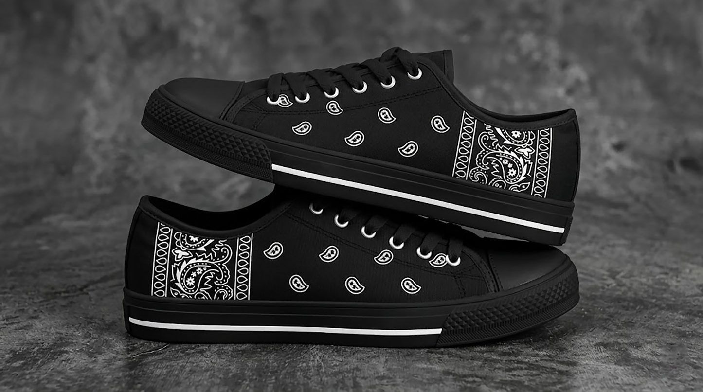 Black Bandana Women's Low Top Sneakers