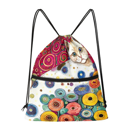 Artful Kitty Drawstring Bag Women's  Drawstring Backpack