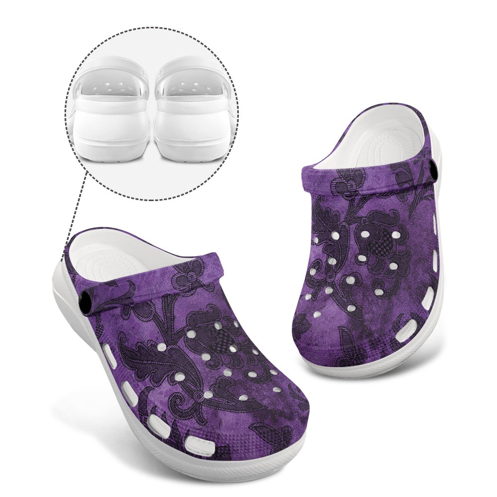 Purple Victorian Pattern Women's Height Increasing Clogs