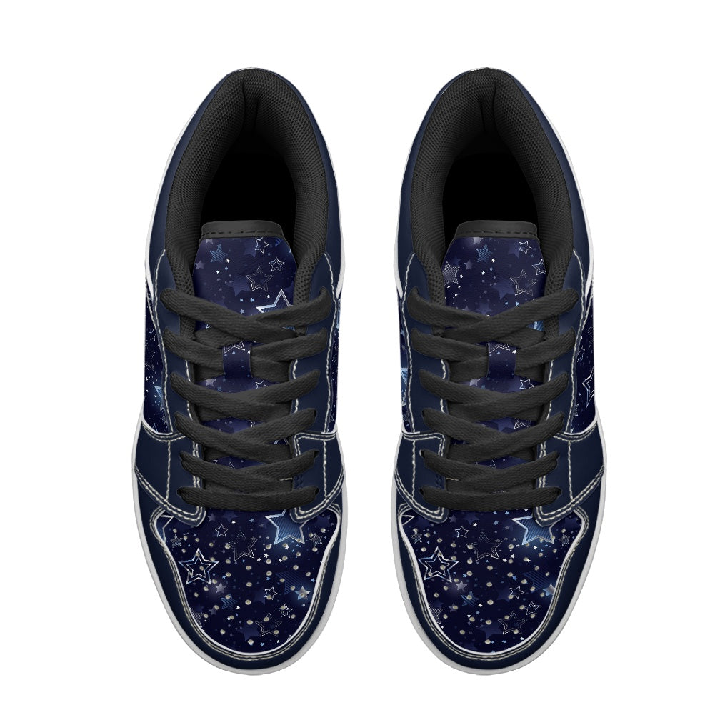 Silver Stars Women's Low Top Vegan Leather Sneakers