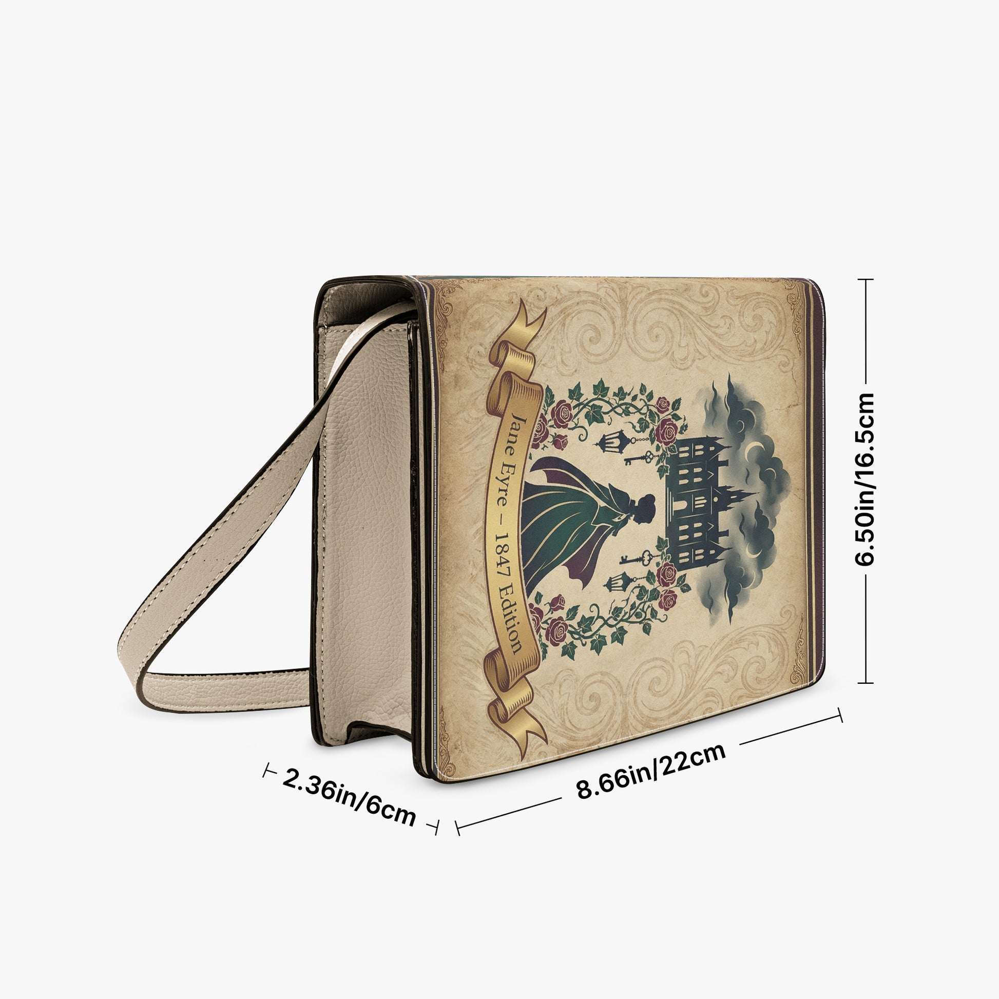 jane eyre charlotte bronte gothic book-shaped crossbody bag vegan leather – Sole Design Studio