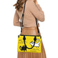 Black and White Cat on Yellow Women's Vegan Leather Handbag