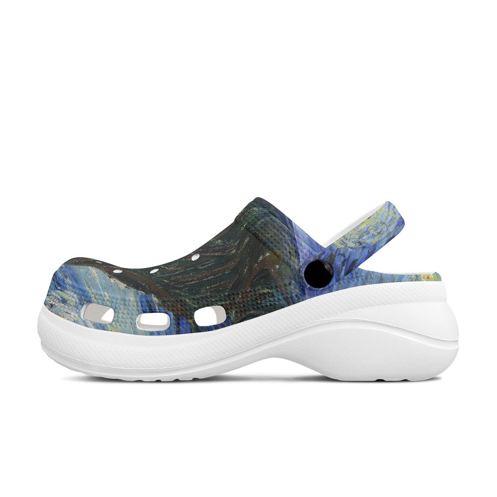 Vincent Van Gogh's Starry Night Women's Height Increasing Clogs