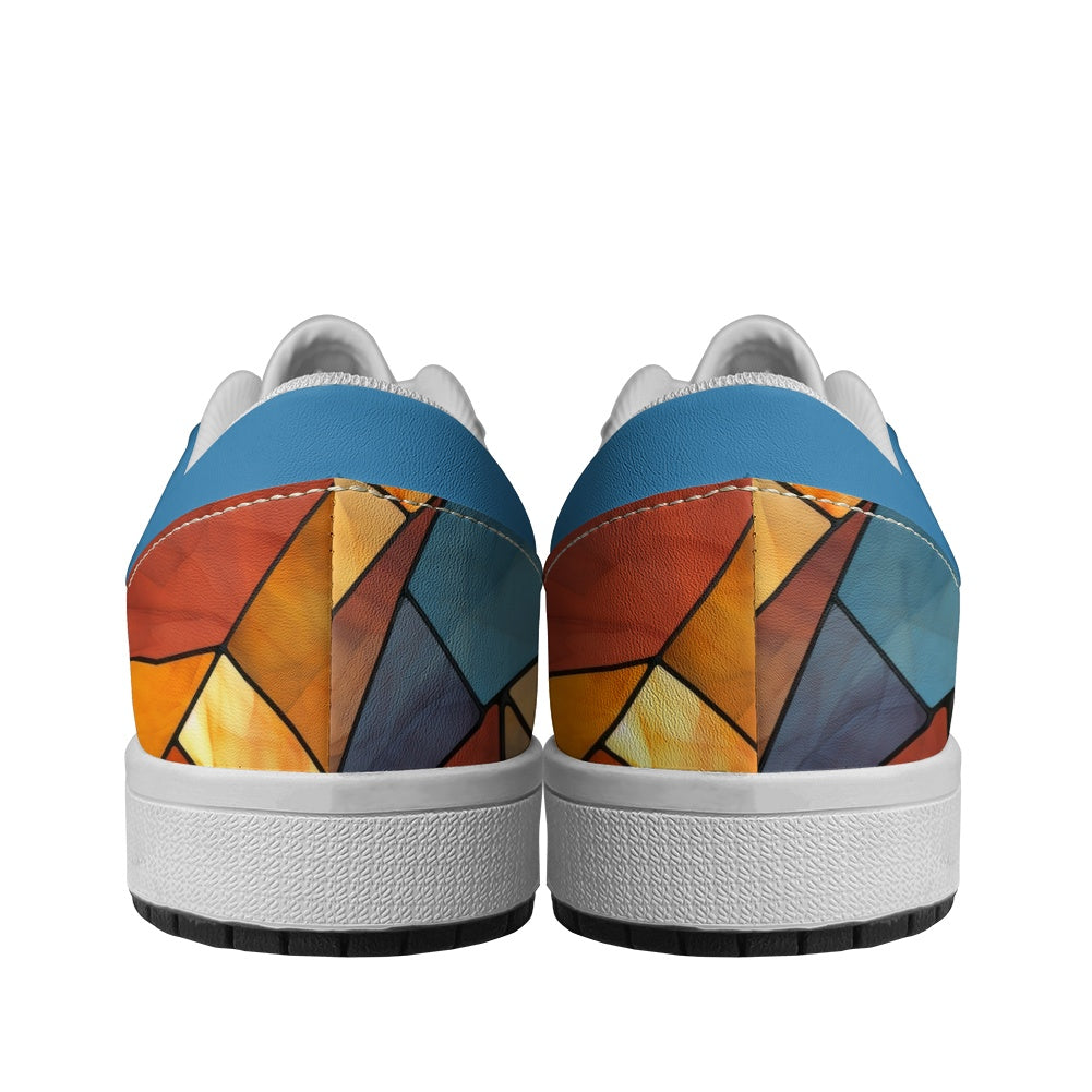 Geometric Blues Vegan Leather Sneakers