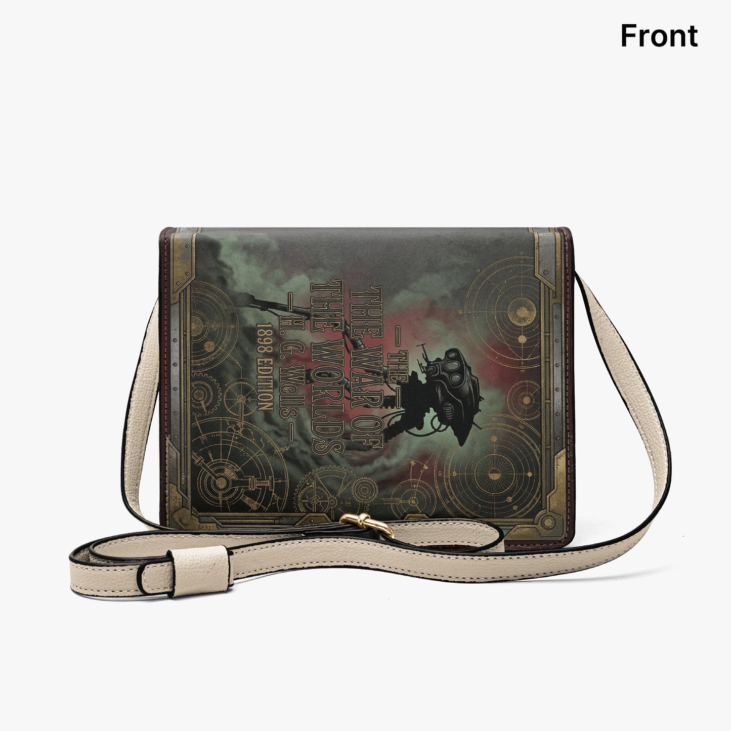 the war of the worlds hg wells sci-fi book-shaped crossbody bag vegan leather – Sole Design Studio