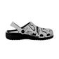 Black White Mushrooms Women's Clogs Black Sole