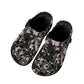 Black Floral Pattern Women's Clogs Style Black Sole