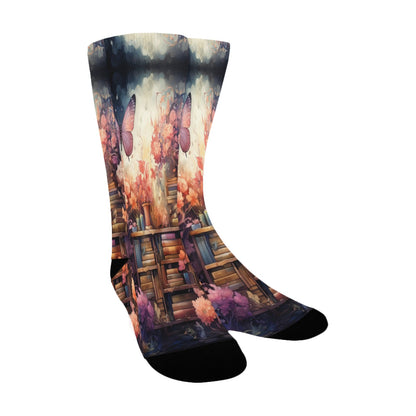 Butterfly Whimsical library Socks - Custom Socks for Women Made in USA