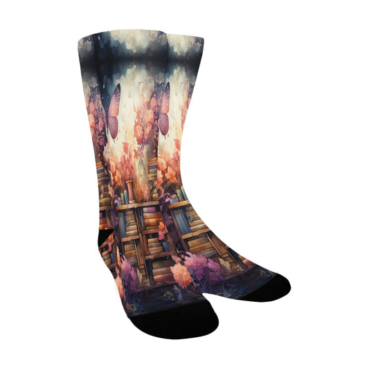 Butterfly Whimsical library Socks - Custom Socks for Women Made in USA