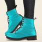 Turquoise Women's Vegan Leather Combat Boots