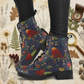 Colorful Bird Handcrafted Women's Vegan Leather Combat Boots