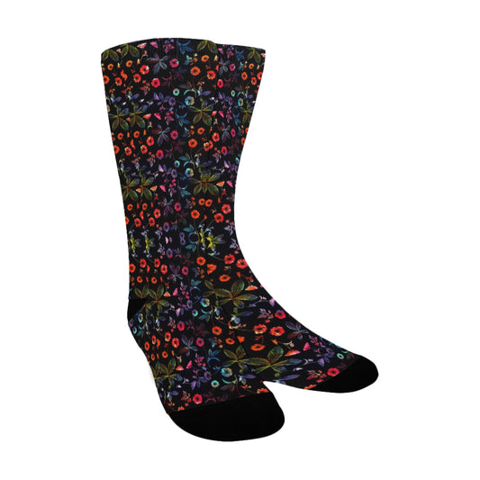 Dark Fabric Floral Socks - Custom Socks for Women Made in USA