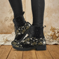 Floral Pattern Women's Vegan Leather Boots