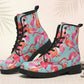 Handcrafted Pretty Flamingo Women's Vegan Leather Combat Boots