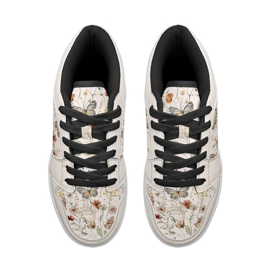 Tiny Bloom Watercolor Butterfly Vegan Leather Sneakers