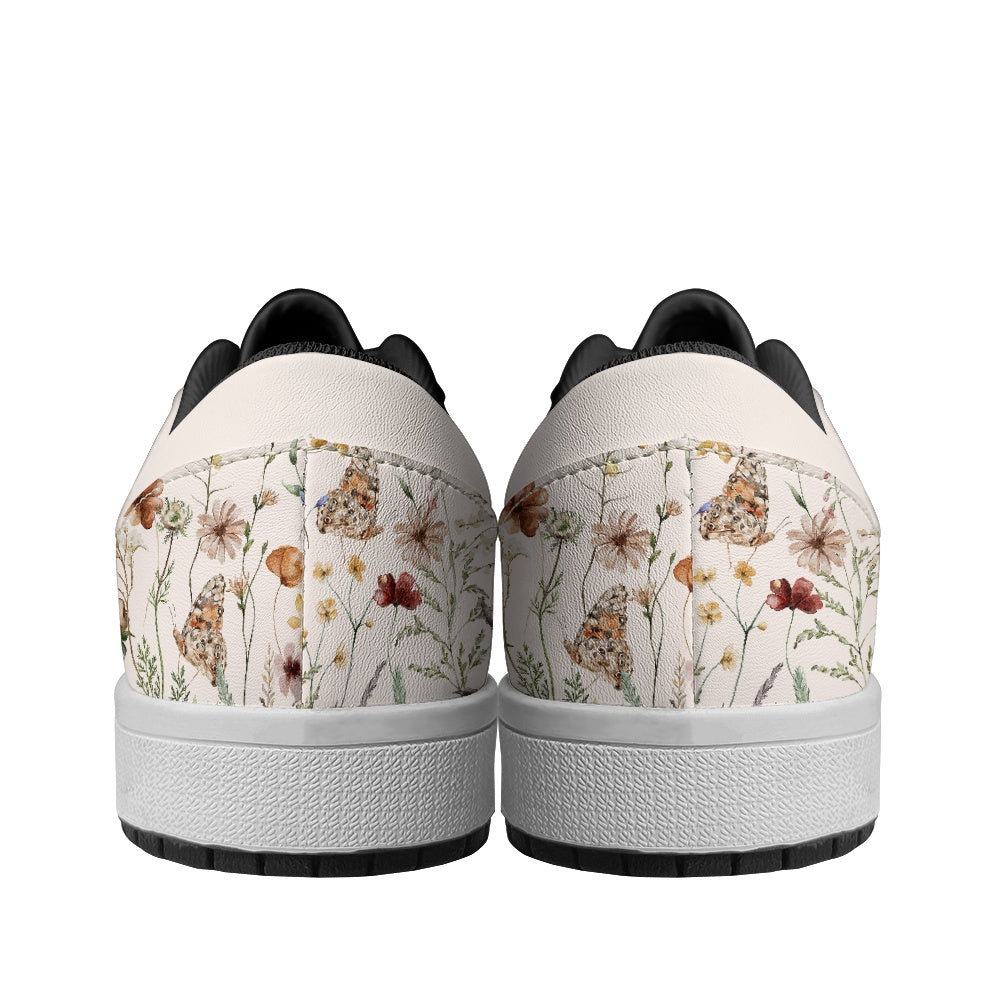 Tiny Bloom Watercolor Butterfly Vegan Leather Sneakers