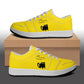 Black or White Cats on Yellow Women's Low Top Vegan Leather Sneakers