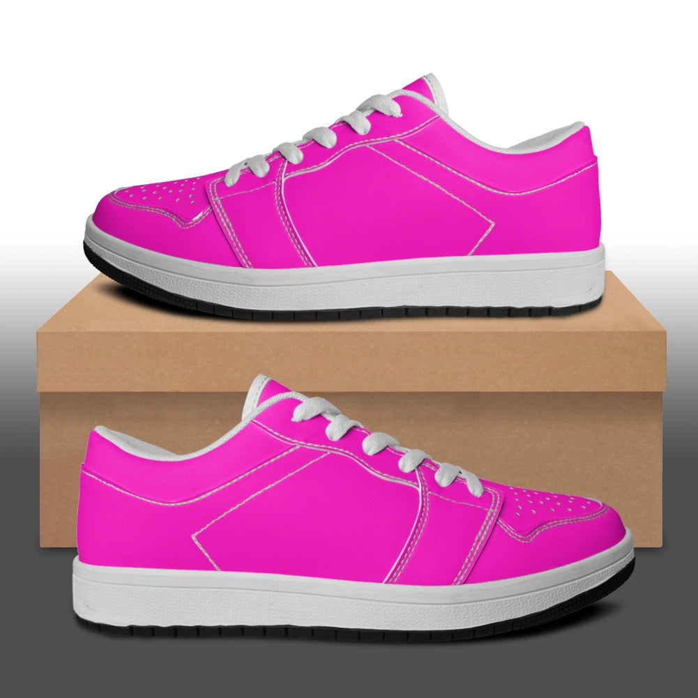 Hot Pink Women's Low Top Vegan Leather Sneakers