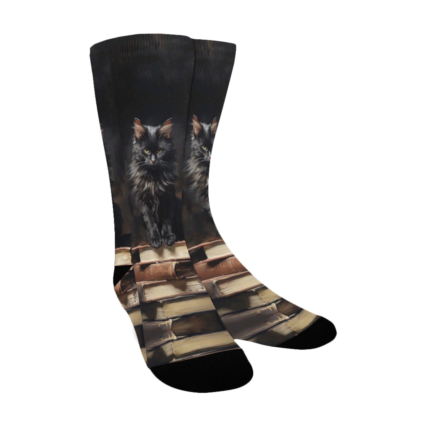 Gothic Cat Bookmark Socks - Custom Socks for Women Made in USA
