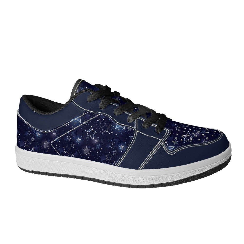 Silver Stars Women's Low Top Vegan Leather Sneakers