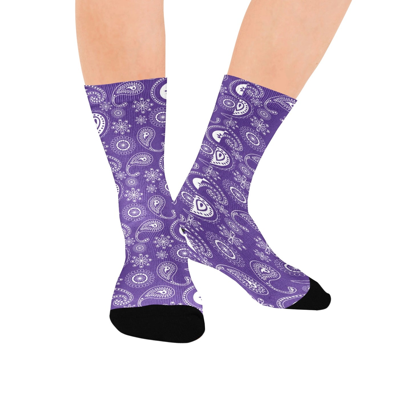 purple bandana paisley women's crew socks – Sole Design Studio