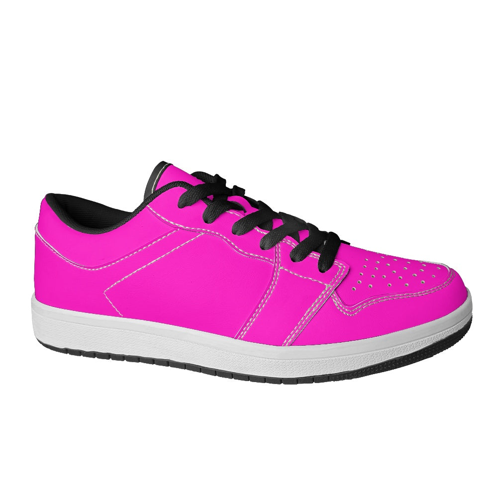 Hot Pink Women's Low Top Vegan Leather Sneakers