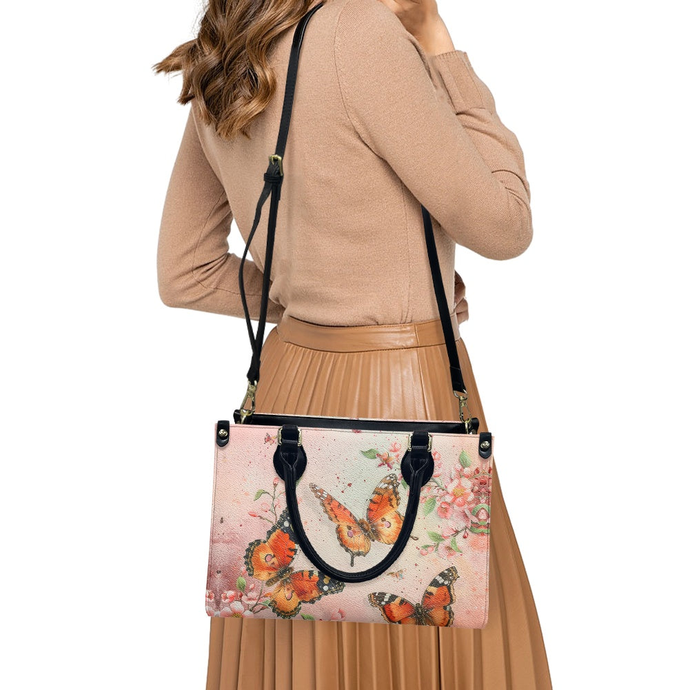 Watercolor Spring Butterfly Women's Vegan Leather Handbag