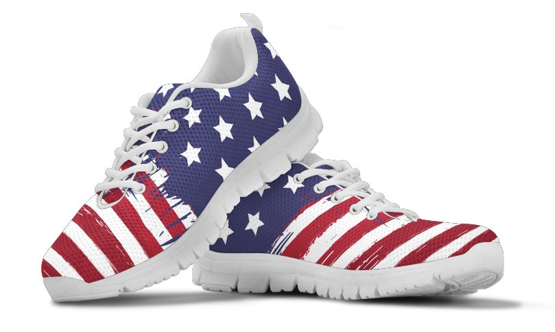 American Flag White Women's Athletic Sneakers