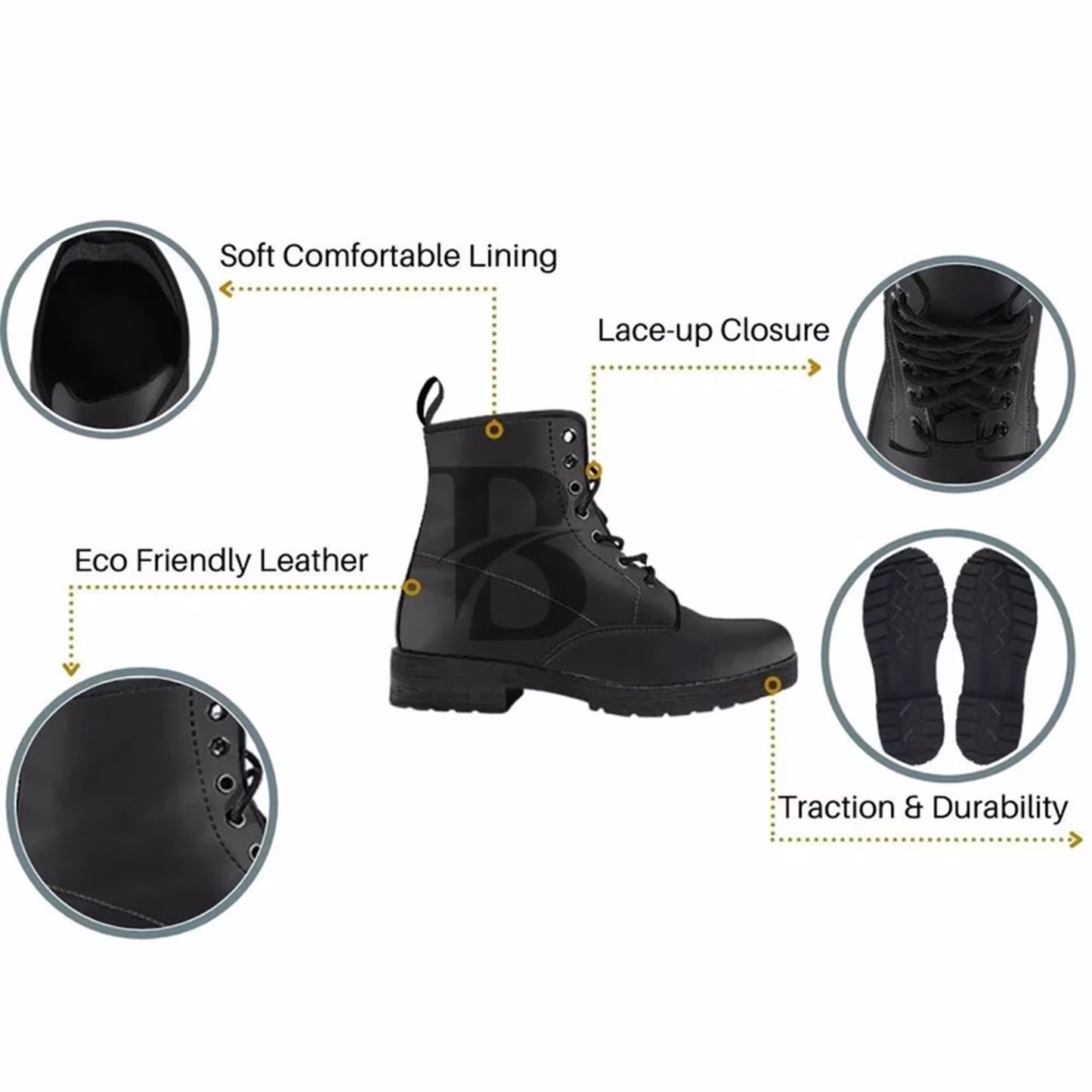 Elephant Mandala Women's Vegan Leather Combat  Boots