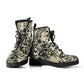 Butterfly Flowers in Black & White Vegan Leather Combat Boots