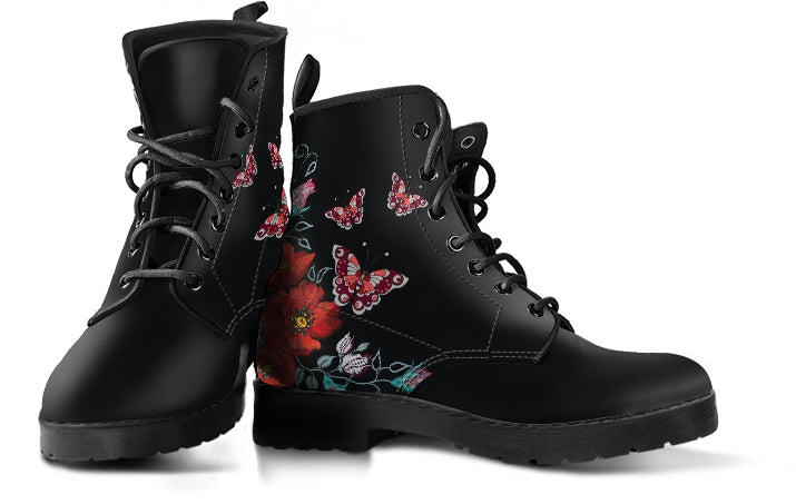 Butterflies and Flowers Handcrafted Boots - READY TO SHIP