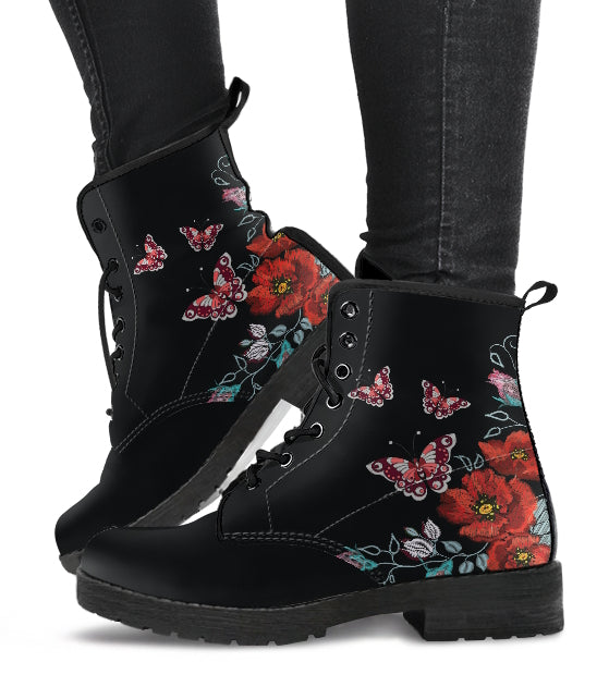 Butterflies and Flowers Handcrafted Boots - READY TO SHIP