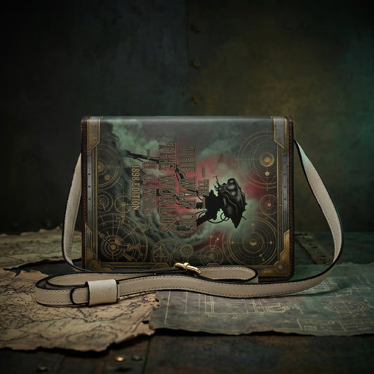 the war of the worlds hg wells sci-fi book-shaped crossbody bag vegan leather – Sole Design Studio