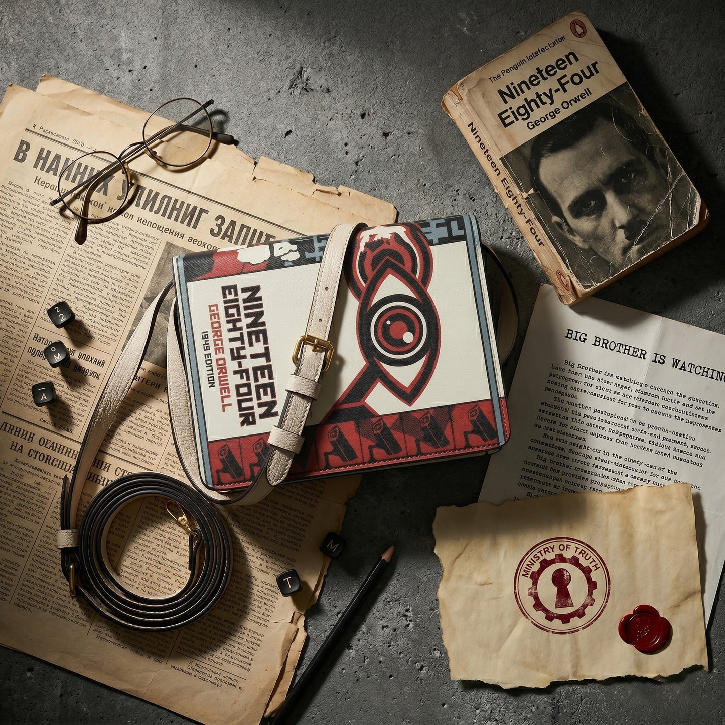 1984 nineteen eighty-four george orwell women's literary handbag vegan leather – Sole Design Studio