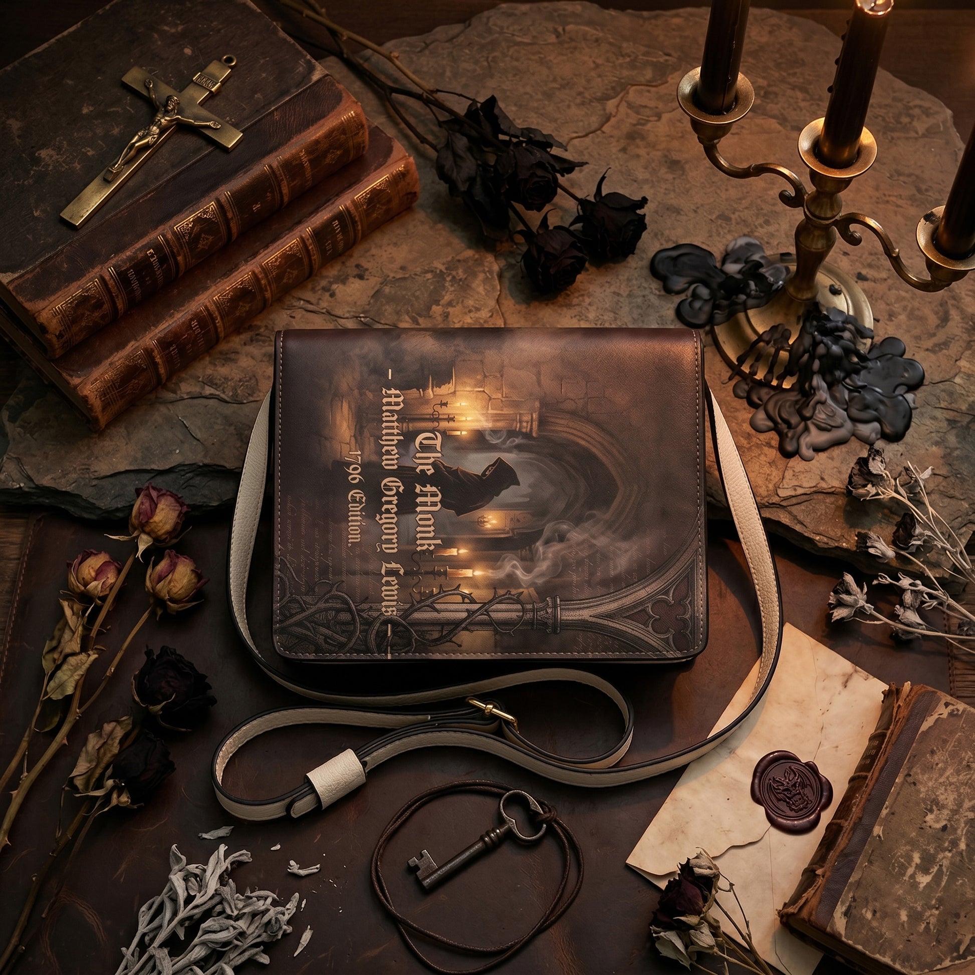 the monk matthew gregory lewis gothic book lovers gift crossbody bag – Sole Design Studio