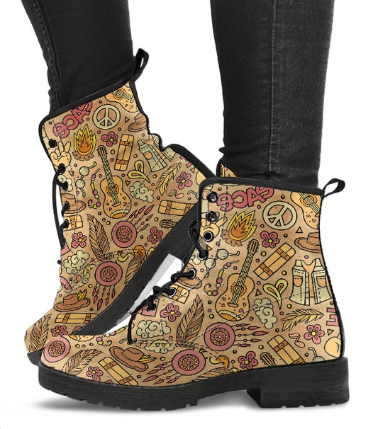 Guitar Rock n' Roll Women's Combat Boots