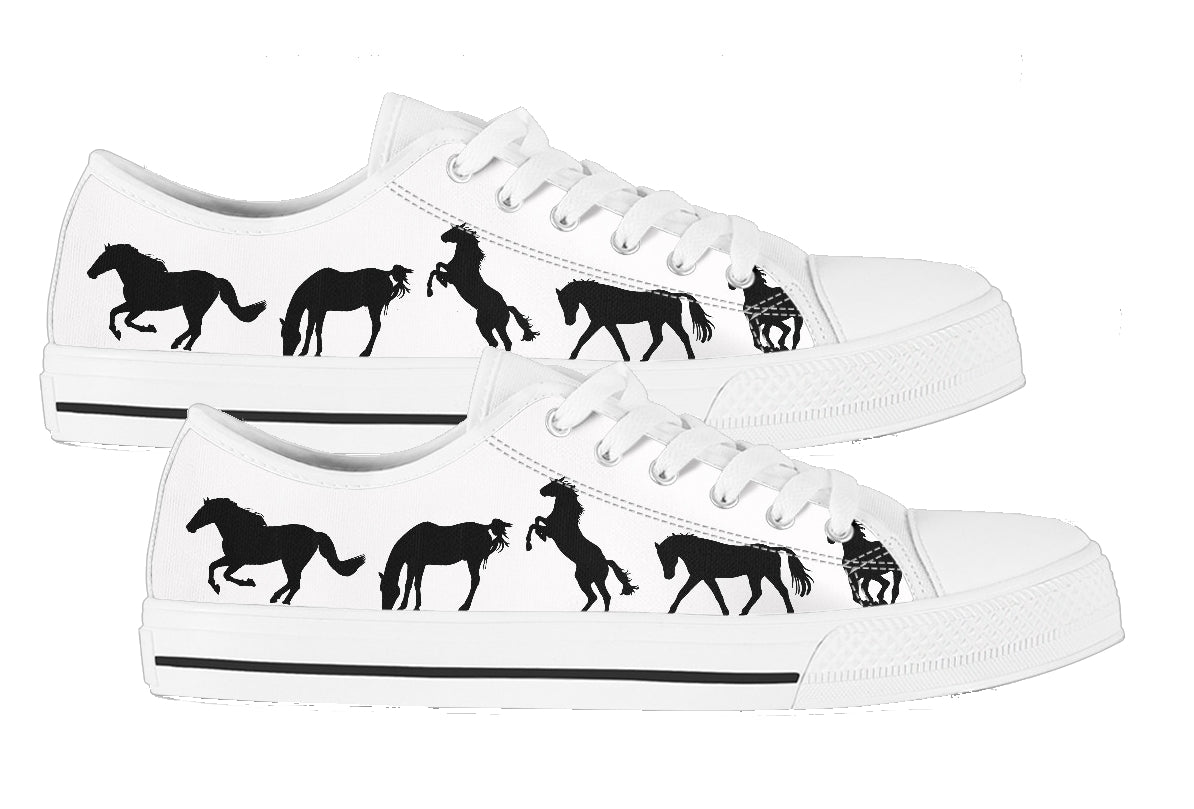 Horse Silhouette Women's Low Top Sneakers