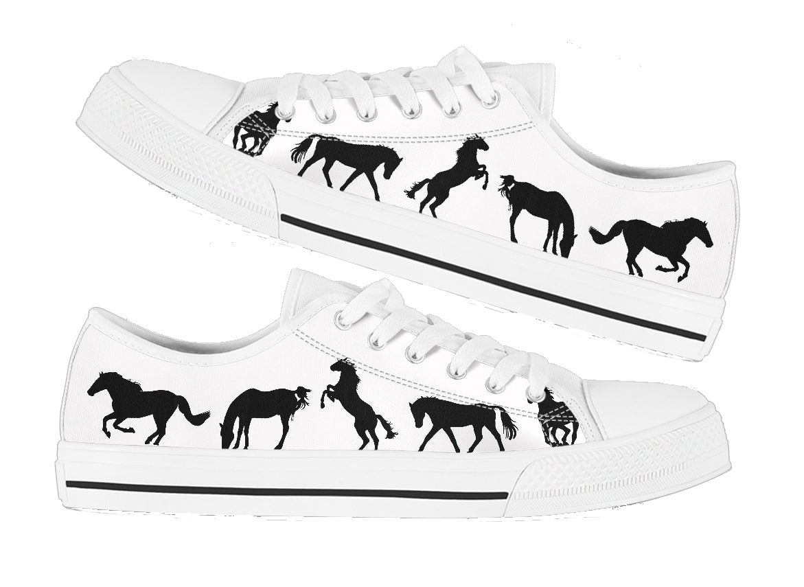 Horse Silhouette Women's Low Top Sneakers