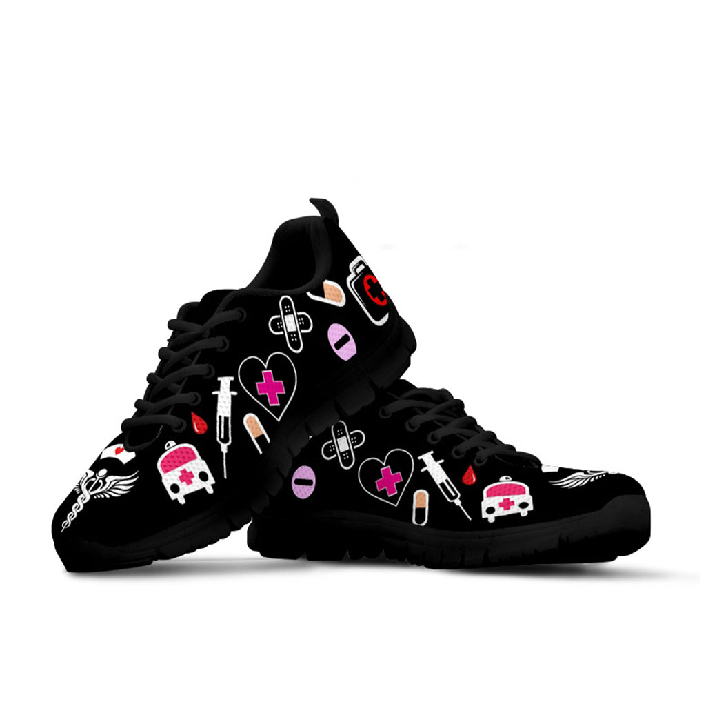 Black Medical Nurse Doctor Women's Athletic Sneakers