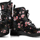 Floral Handcrafted Women's Vegan Leather Combat Boots