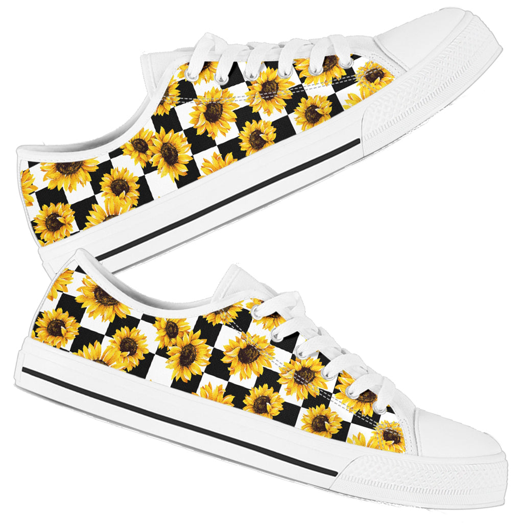 Sunflower Checkerboard Women's Low Top Sneakers