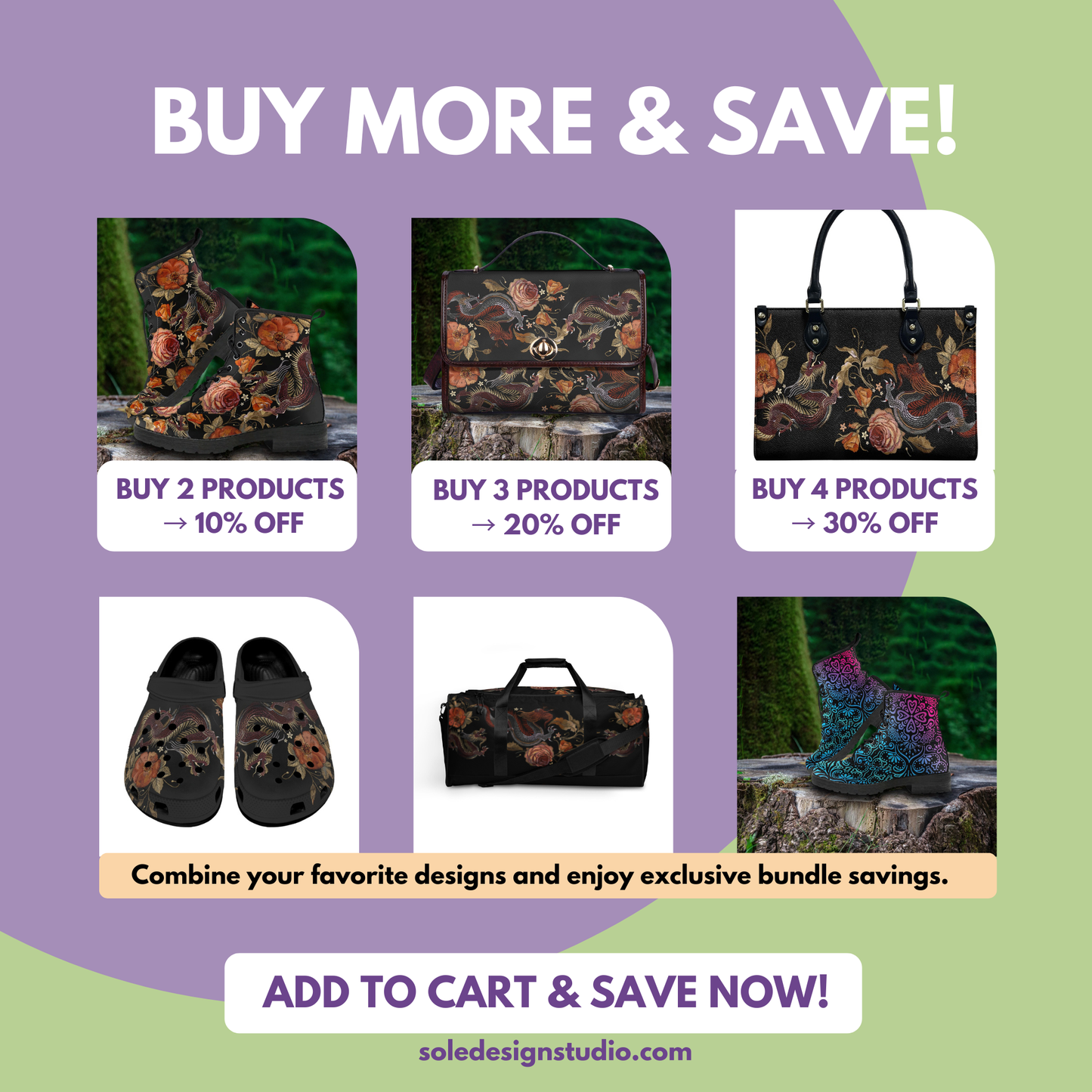 Two Chinese Dragons and Roses Flowers Women's Handbag