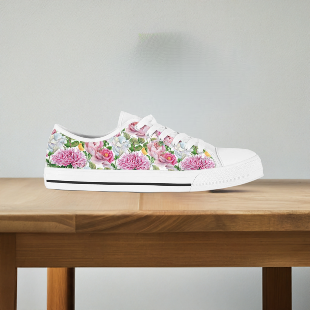 Watercolor Floral Women s Low Top Shoes