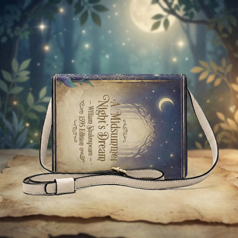 a midsummer night's dream shakespeare book-shaped crossbody bag vegan leather – Sole Design Studio