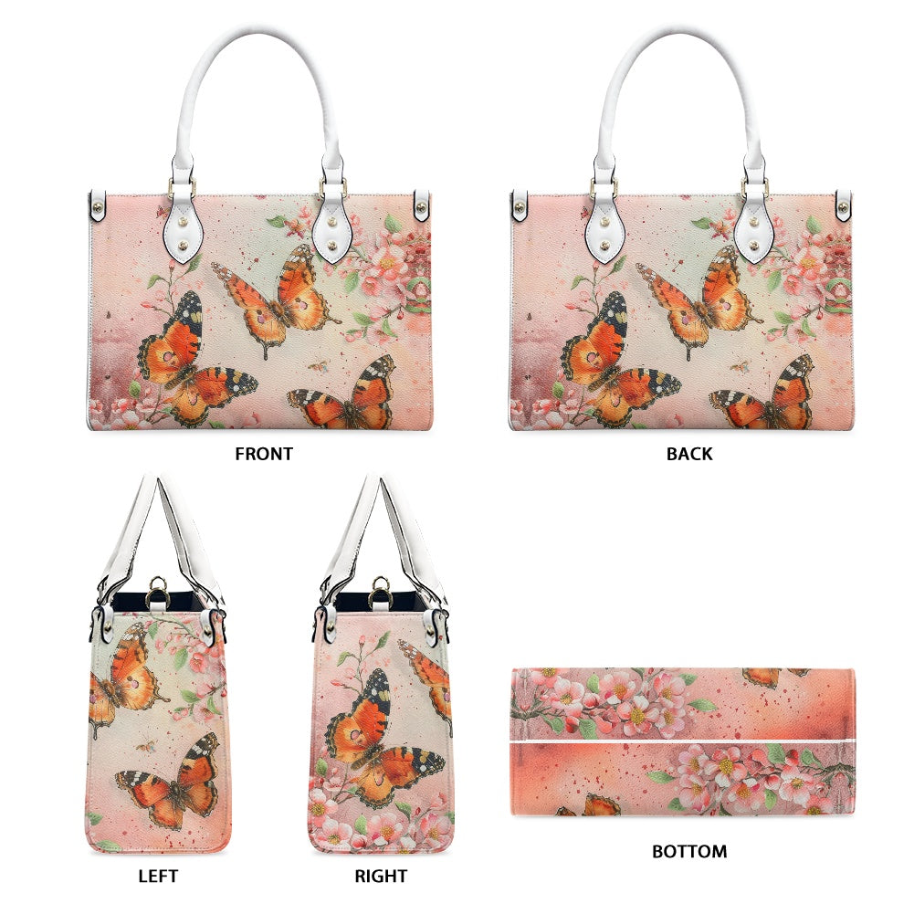 Watercolor Spring Butterfly Women's Vegan Leather Handbag