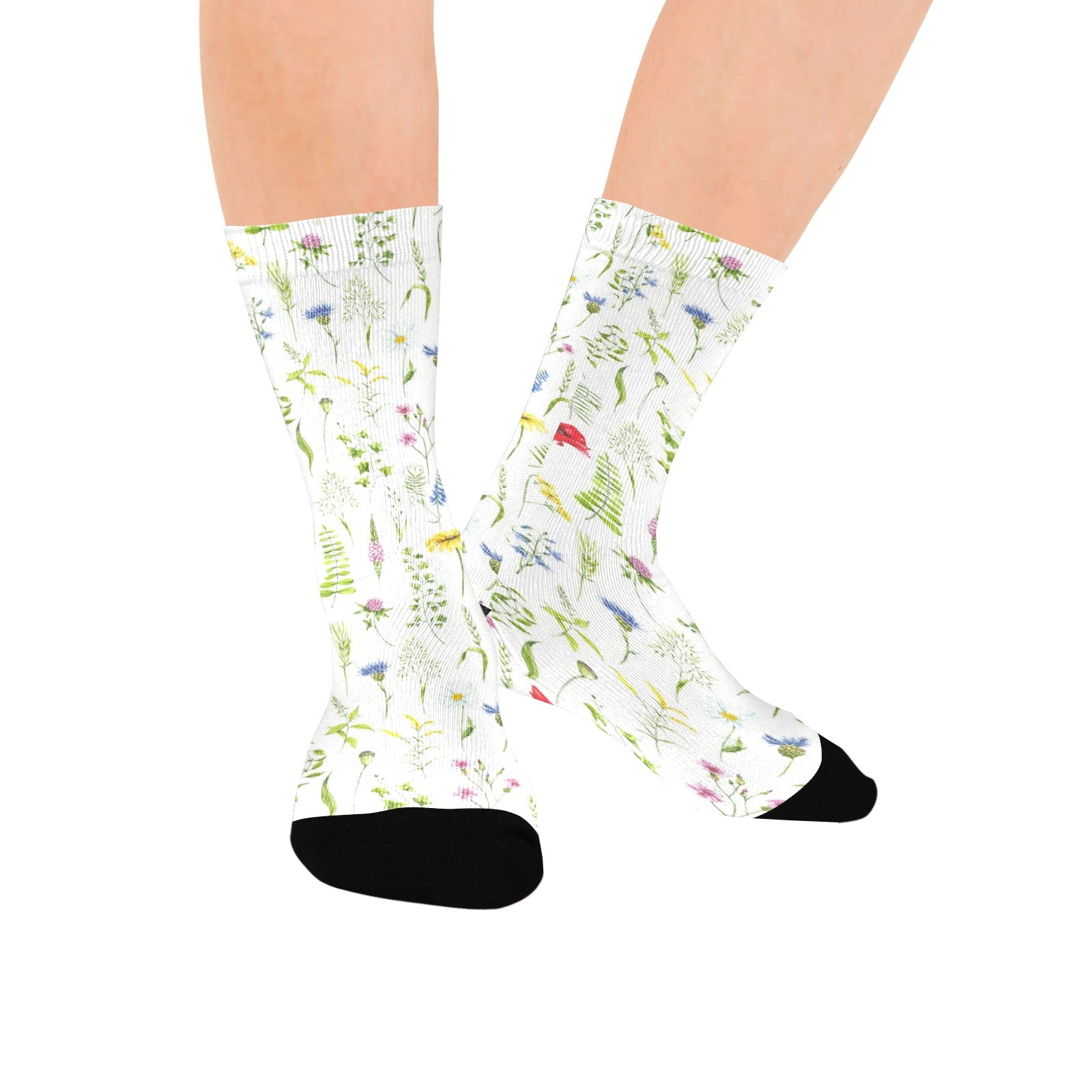 watercolor wildflowers women's crew socks – Sole Design Studio